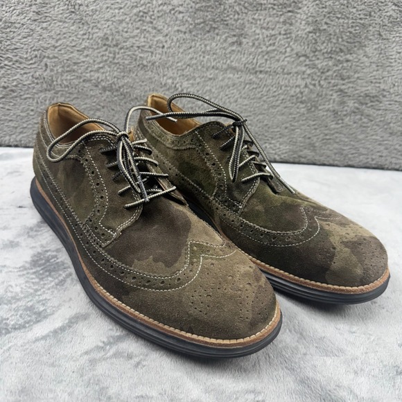Cole Haan Lunargrand Wingtip Mens 10 Camo‎ Suede Excellent Brogue Shoes C12506 main image 6